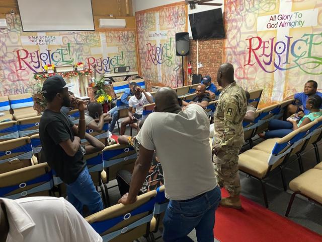 Military ministry gathering at Walk By Faith